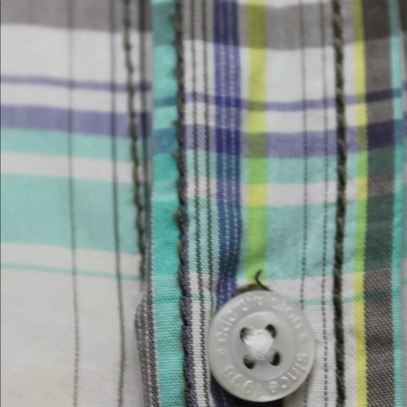 EDC Esprit Men Short Sleeve Button Down Shirt Plaid Green White Medium - Picture 9 of 12